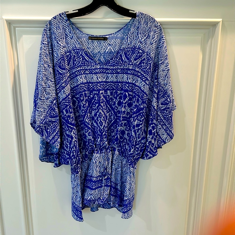 VIX BY PAULA HERMANY SWIM COVER UP petite-small size royal blue/white boho